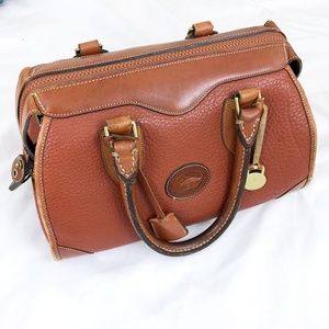 Vtg Dooney & Burke Bowling Bowl Cognac Leather Bag